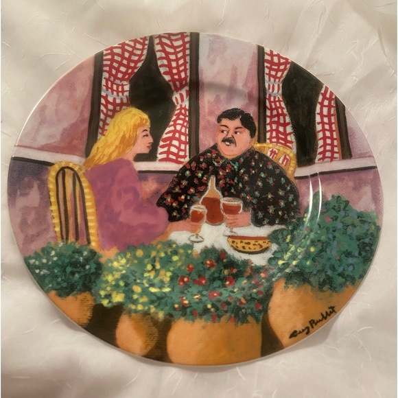90s Guy Buffet porcelain Plate Williams Sonoma Rendez Vous art GBC Collection - Picture 8 of 8
